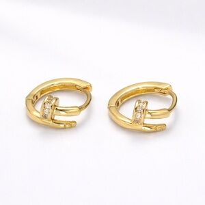 Gold Nail Huggie Earrings (4015)